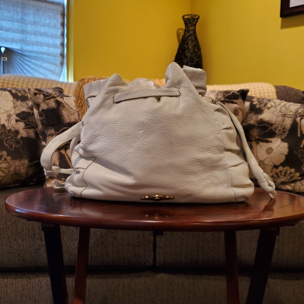 Elliot Lucca L Cream Pebble Leather Hobo Bag